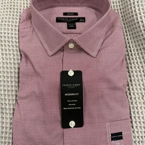 Pronto Uomo Burgundy Checkered Dress Shirt